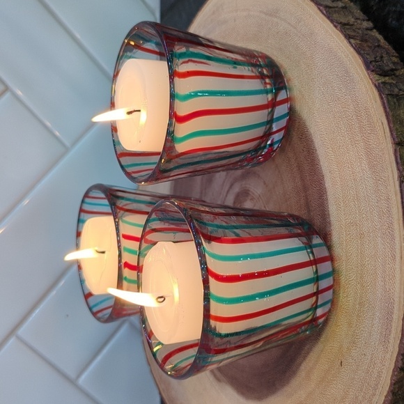 Anthropologie Set Of 3 Tumbler, votive Pietro Glass Decor - Picture 2 of 11